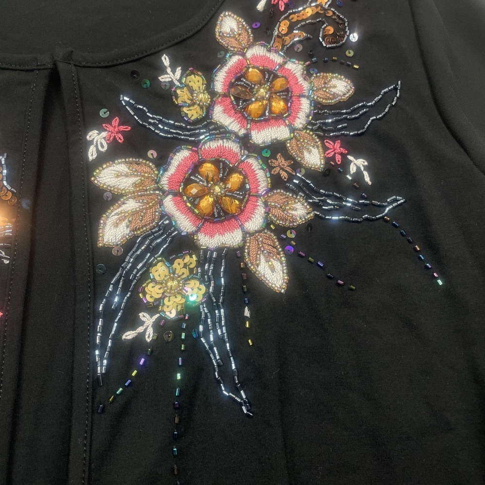 Ameri Mode Large (Size Tag Missing) Black Beaded … - image 3